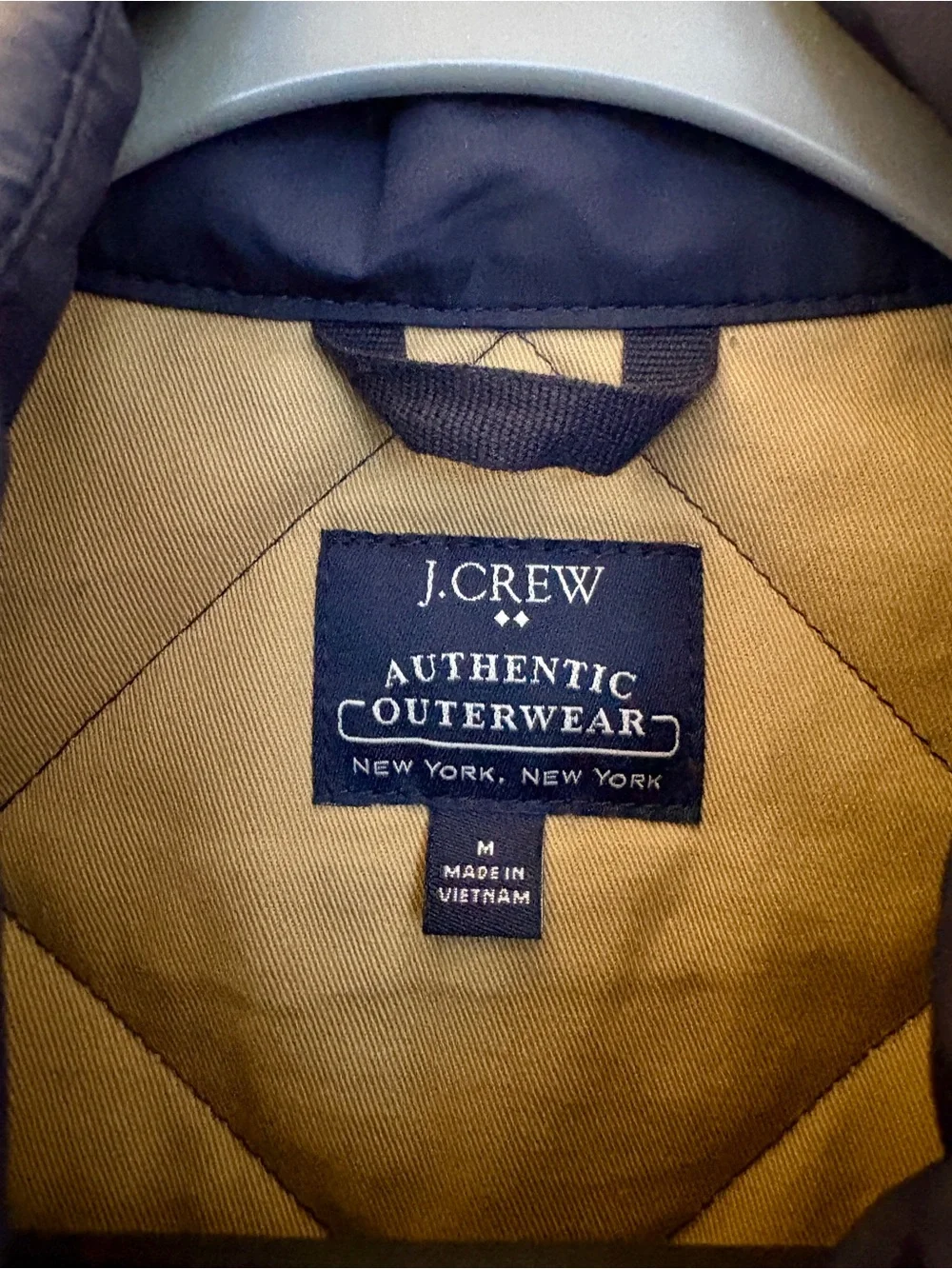 J. Crew Quilted Vest in Navy with Tan Lining
